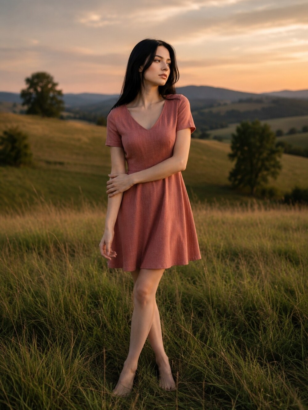 Altar'd State Apple Butter Fit & Flare Mini Dress - Size Medium - EUC